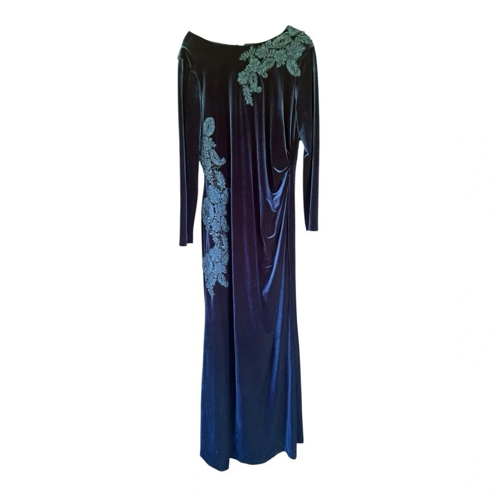 NWT Rickie Freeman for Teri Jon Sapphire Long Sleeve Dress Size 20 - Picture 1 of 6